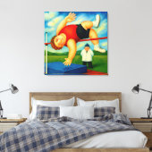 Hoogspringen - Groot Ingepakt Canvas Kunstprint Afdruk (Insitu (Slaapkamer))
