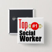 Hoogste maatschappelijk werker vierkante button 5,1 cm (Voorkant /achterkant)