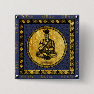 Hoogste Royalty First Buddhist Button Square (BLU)