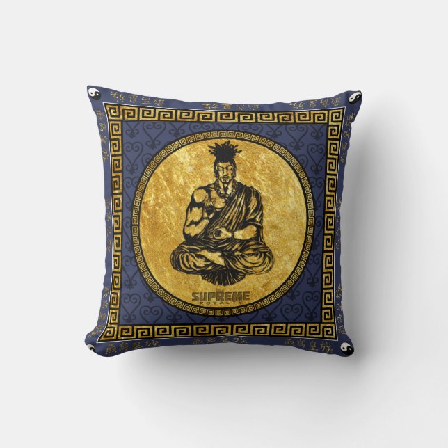 Hoogste Royalty First Buddhist Pillow (blauw, goud Kussen (Voorkant)