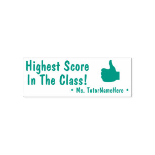 "Hoogste score in de klasse!" + Aangepaste naam vo Zelfinktende Stempel