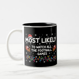 Hoogstwaarschijnlijk alle voetbalwedstrijden kijke tweekleurige koffiemok