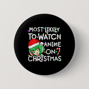Hoogstwaarschijnlijk anime kijken op kerst Santa-h Ronde Button 5,7 Cm