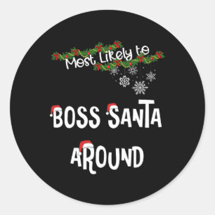 Hoogstwaarschijnlijk baas kerstman rond bijpassend ronde sticker