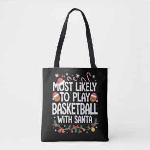 Hoogstwaarschijnlijk basketbal spelen met de kerst draagtas