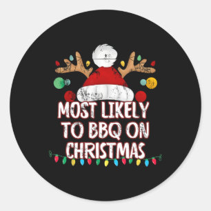 Hoogstwaarschijnlijk BBQ op kerst grappige bijpass Ronde Sticker
