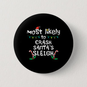 Hoogstwaarschijnlijk Crash Kerstman Sleigh Christm Ronde Button 5,7 Cm