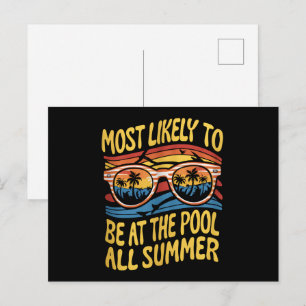 Hoogstwaarschijnlijk de hele zomer bij het zwembad briefkaart