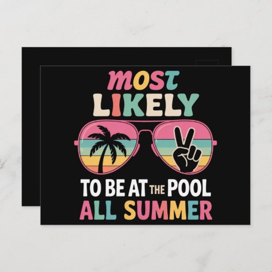 Hoogstwaarschijnlijk de hele zomer bij het zwembad briefkaart (Voorkant / Achterkant)