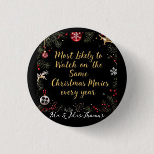Hoogstwaarschijnlijk dezelfde kerstfilms kijken ronde button 3,2 cm