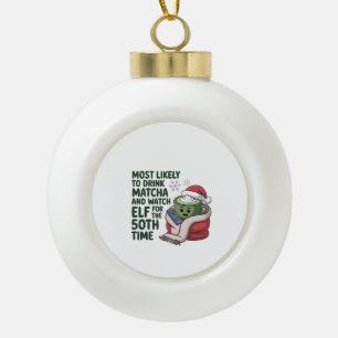 Hoogstwaarschijnlijk Drink Matcha en kijken Elf Xm Keramische Bal Ornament