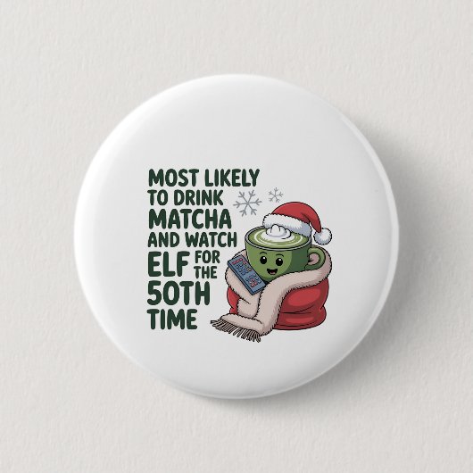 Hoogstwaarschijnlijk Drink Matcha en kijken Elf Xm Ronde Button 5,7 Cm (Voorkant)