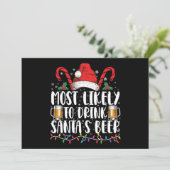 Hoogstwaarschijnlijk Drink Santa's Beer Christmas- Kaart (Staand voorkant)