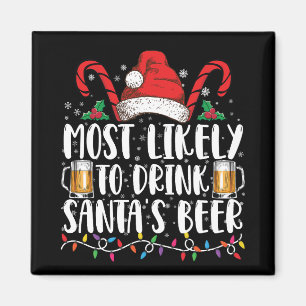 Hoogstwaarschijnlijk Drinkt Santa's Bier Kerst Dri Magneet