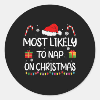 Hoogstwaarschijnlijk dutje op kerst familie grappi ronde sticker