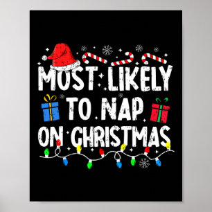 Hoogstwaarschijnlijk dutje op Kerstmis Santa Famil Poster