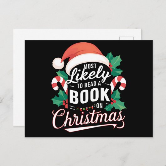 Hoogstwaarschijnlijk een boek lezen over Kerstmis Feestdagenkaart (Voorkant / Achterkant)