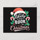 Hoogstwaarschijnlijk een boek lezen over Kerstmis Feestdagenkaart (Voorkant)