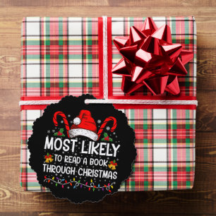 Hoogstwaarschijnlijk een boek lezen tot Kerstmis Ornament Kaart
