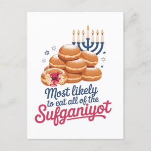 Hoogstwaarschijnlijk eten alle Sufganiyot Chanoeka Feestdagenkaart