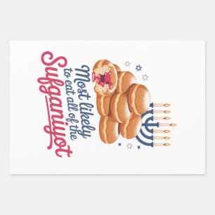 Hoogstwaarschijnlijk eten alle Sufganiyot Chanoeka Inpakpapier Vel