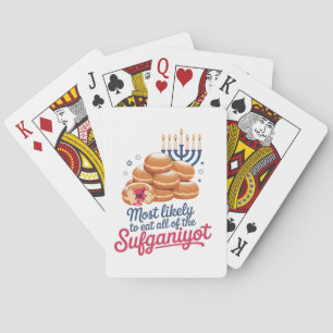 Hoogstwaarschijnlijk eten alle Sufganiyot Chanoeka Pokerkaarten