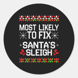 Hoogstwaarschijnlijk fix Santa Sleigh Christmas Ma Ronde Sticker