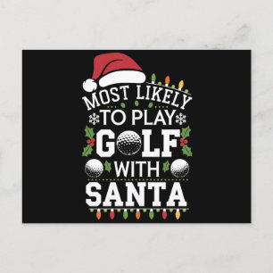 Hoogstwaarschijnlijk golf spelen met Kerstman fami Feestdagenkaart