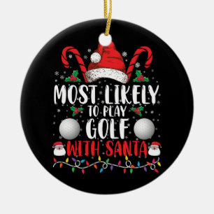 Hoogstwaarschijnlijk golf spelen met Kerstman fami Keramisch Ornament