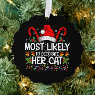 Hoogstwaarschijnlijk haar kat familie-matching ver ornament kaart