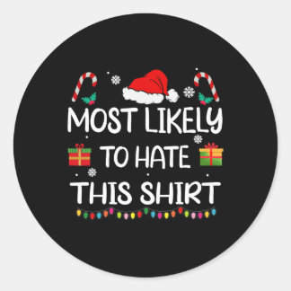 Hoogstwaarschijnlijk haat ik deze familie kerstmat ronde sticker