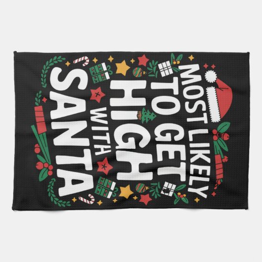 Hoogstwaarschijnlijk high worden met kerstmis theedoek (Horizontaal)