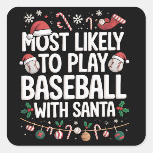 Hoogstwaarschijnlijk honkbal spelen met de kerstma vierkante sticker