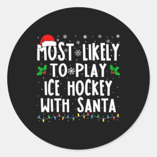 Hoogstwaarschijnlijk ijshockey spelen met de kerst ronde sticker