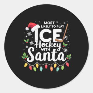 Hoogstwaarschijnlijk ijshockey te spelen met Kerst Ronde Sticker