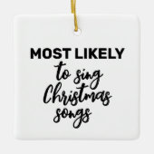 Hoogstwaarschijnlijk kerstliedjes zingen keramisch ornament (Voorkant)