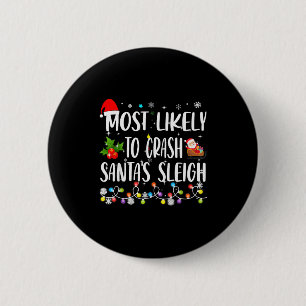 Hoogstwaarschijnlijk Kerstman Slede Laat Crashen F Ronde Button 5,7 Cm