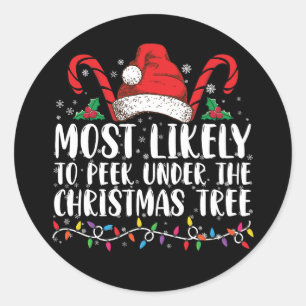 Hoogstwaarschijnlijk kijkt onder de kerstboom Kers Ronde Sticker