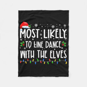 Hoogstwaarschijnlijk line dancing met elfen Kerst Fleece Deken