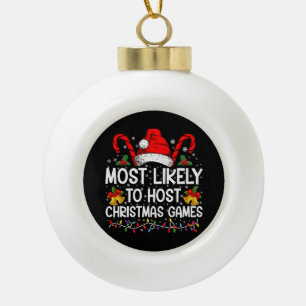 Hoogstwaarschijnlijk om Kerstspellen Familie te or Keramische Bal Ornament