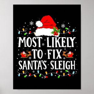 Hoogstwaarschijnlijk om Santa Sleigh Christmas Fam Poster