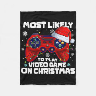 Hoogstwaarschijnlijk op kerstdag een videospel te  fleece deken