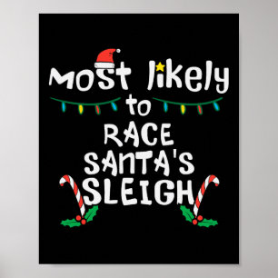 Hoogstwaarschijnlijk Race Santa Sleigh Kerstmis Ke Poster