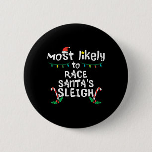 Hoogstwaarschijnlijk Race Santa Sleigh Kerstmis Ke Ronde Button 5,7 Cm