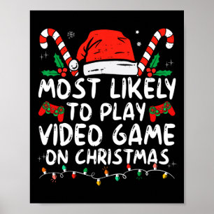 Hoogstwaarschijnlijk videogame spelen op kerstman poster