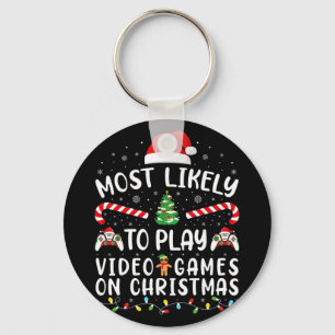 Hoogstwaarschijnlijk Videogames spelen Kerst Famil Sleutelhanger
