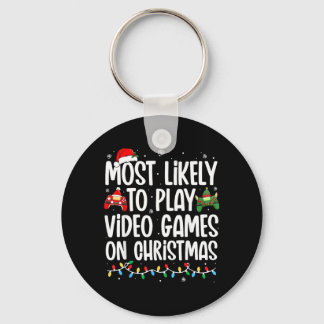 Hoogstwaarschijnlijk videogames spelen met Kerstmi Sleutelhanger