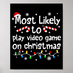 Hoogstwaarschijnlijk videogames spelen op kerstmat poster