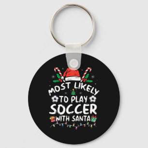 Hoogstwaarschijnlijk voetbal spelen met de kerstma sleutelhanger