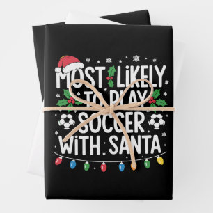 Hoogstwaarschijnlijk voetballen met Kerstman Famil Inpakpapier Vel